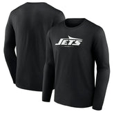 New York Jets Logo Team Lockup Long Sleeve T-Shirt Black