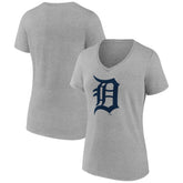 Detroit Tigers Women's Official Logo V-Neck T-Shirt - Gray T-shirts