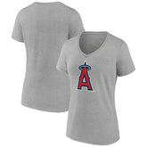 Los Angeles Angels Women's Official Logo V-Neck T-Shirt - Gray T-shirts
