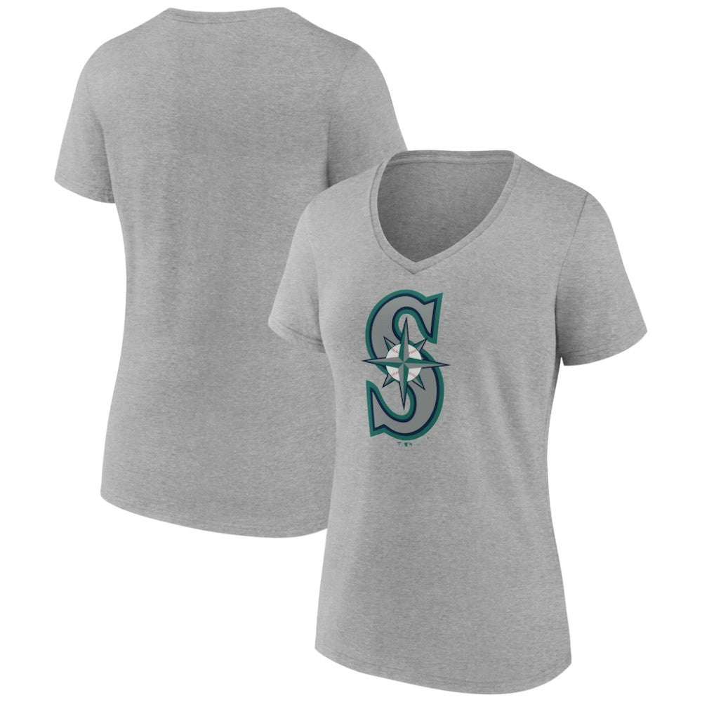 Seattle Mariners Women's Official Logo V-Neck T-Shirt - Gray T-shirts