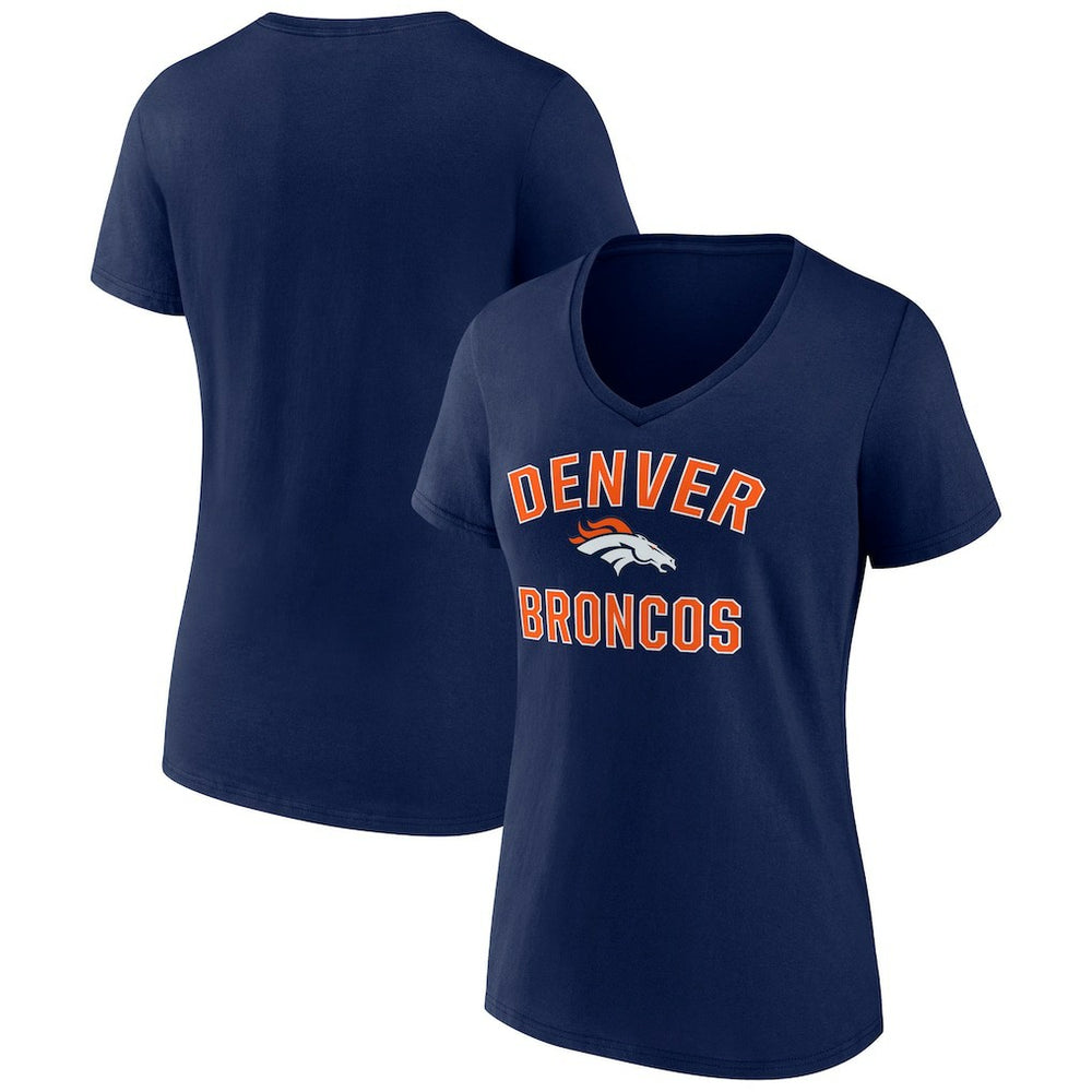Denver Broncos Women's Victory Arch Team V-Neck T-Shirt Navy