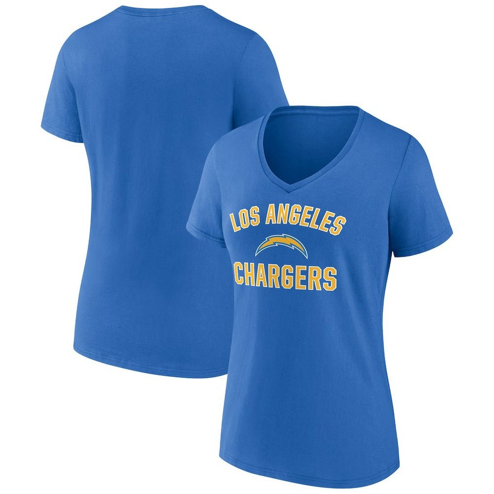 Los Angeles Chargers Women's Victory Arch Team V-Neck T-Shirt Powder Blue