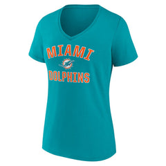 Miami Dolphins Women's Victory Arch Team V-Neck T-Shirt Aqua