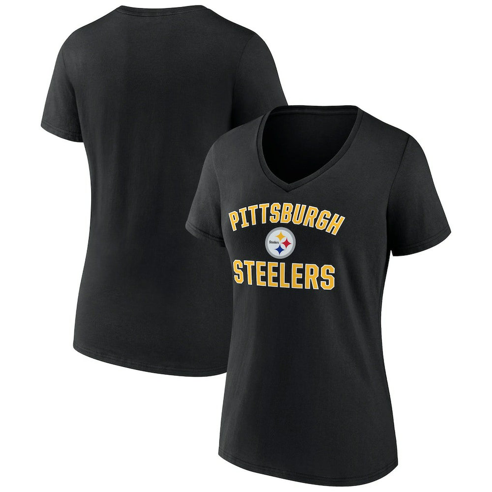 Pittsburgh Steelers Women's Victory Arch Team V-Neck T-Shirt Black