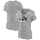 Las Vegas Raiders Women's Victory Script V-Neck T-Shirt Heather Gray