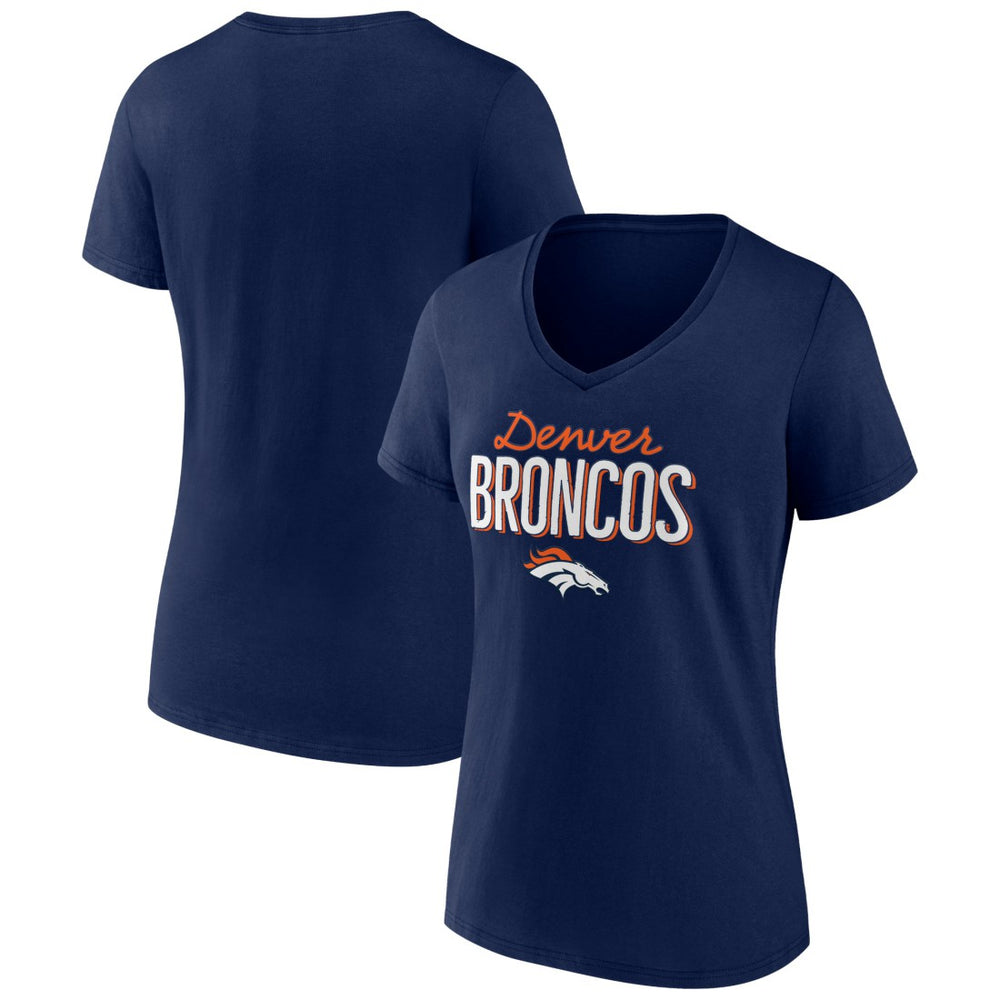 Denver Broncos Women's Nostalgia V-Neck T-Shirt Navy