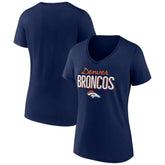 Denver Broncos Women's Nostalgia V-Neck T-Shirt Navy