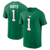 Jalen Hurts Philadelphia Eagles Alternate Player Name & Number T-Shirt Kelly Green