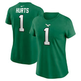 Jalen Hurts Philadelphia Eagles Women's Player Name & Number T-Shirt Kelly Green