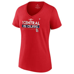 St. Louis Cardinals Fanatics Women's 2022 NL Central Division Champions Locker Room V-Neck T-Shirt - Red T-shirts