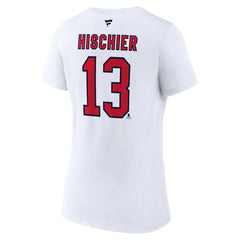 NHL Nico Hischier New Jersey Devils Fanatics Women's Special Edition 2.0 Name & Number V-Neck T-Shirt - White