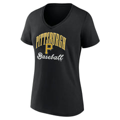Pittsburgh Pirates Women's Victory Script Team V-Neck T-Shirt - Black T-shirts