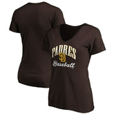 San Diego Padres Women's Victory Script Team V-Neck T-Shirt - Brown T-shirts