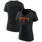 Baltimore Orioles Women's Live For It Team V-Neck T-Shirt - Black T-shirts