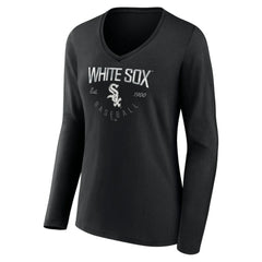 Chicago White Sox Women's Live For It Long Sleeve Long Sleeve V-Neck T-Shirt - Black T-shirts