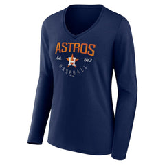 Houston Astros Women's Live For It Long Sleeve Long Sleeve V-Neck T-Shirt - Navy T-shirts