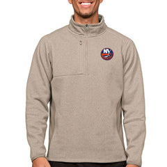 NHL New York Islanders Antigua Course Quarter-Zip Pullover Top - Oatmeal