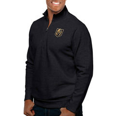 NHL Vegas Golden Knights Antigua Gambit Quarter-Zip Pullover Top - Heather Black