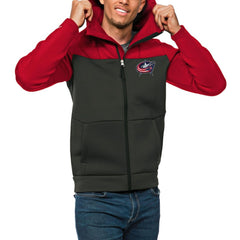 NHL Columbus Blue Jackets Antigua Protect Full-Zip Hoodie - Red/Charcoal