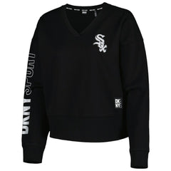 Chicago White Sox DKNY Sport Women's Lily V-Neck Pullover Sweatshirt - Black Pullover