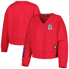 St. Louis Cardinals DKNY Sport Women's Lily V-Neck Pullover Sweatshirt - Red Pullover