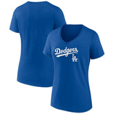Los Angeles Dodgers Women's Lockup V-Neck T-Shirt - Royal T-shirts
