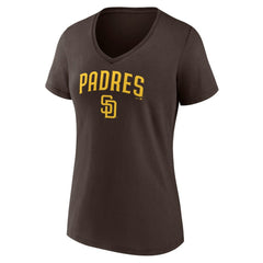 San Diego Padres Women's Lockup V-Neck T-Shirt - Brown T-shirts