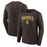 San Diego Padres Team Lockup Long Sleeve T-Shirt - Brown T-shirts