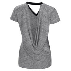 Colorado Rockies Touch Women's Halftime Back Wrap Top V-Neck T-Shirt - Black T-shirts