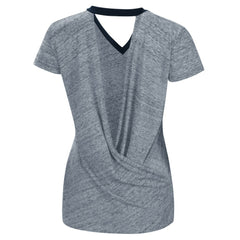 Cleveland Guardians Touch Women's Halftime Back Wrap Top V-Neck T-Shirt - Navy T-shirts