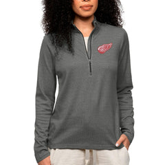 NHL Detroit Red Wings Antigua Women's Epic Quarter-Zip Pullover Top - Heather Charcoal