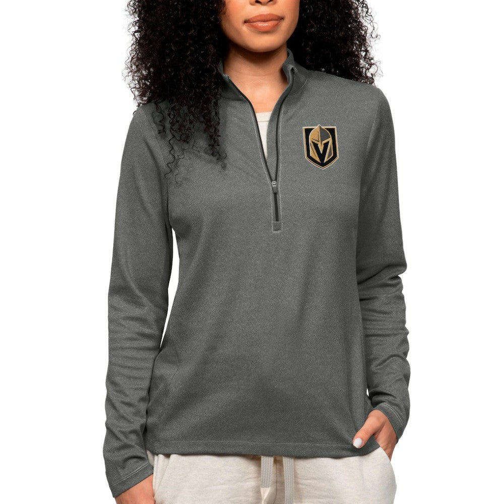 NHL Vegas Golden Knights Antigua Women's Epic Quarter-Zip Pullover Top - Heather Charcoal