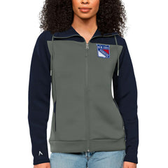NHL New York Rangers Antigua Women's Protect Full-Zip Hoodie - Navy/Steel