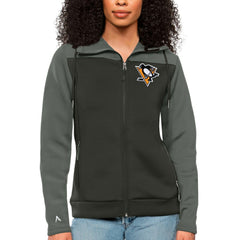 NHL Pittsburgh Penguins Antigua Women's Protect Full-Zip Hoodie - Steel/Charcoal