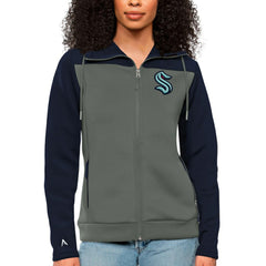 NHL Seattle Kraken Antigua Women's Protect Full-Zip Hoodie - Navy/Steel