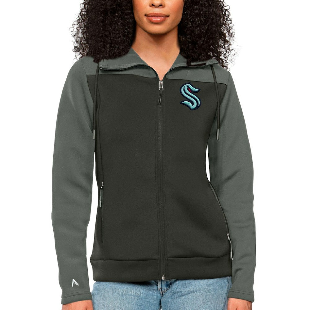 NHL Seattle Kraken Antigua Women's Protect Full-Zip Hoodie - Steel/Charcoal