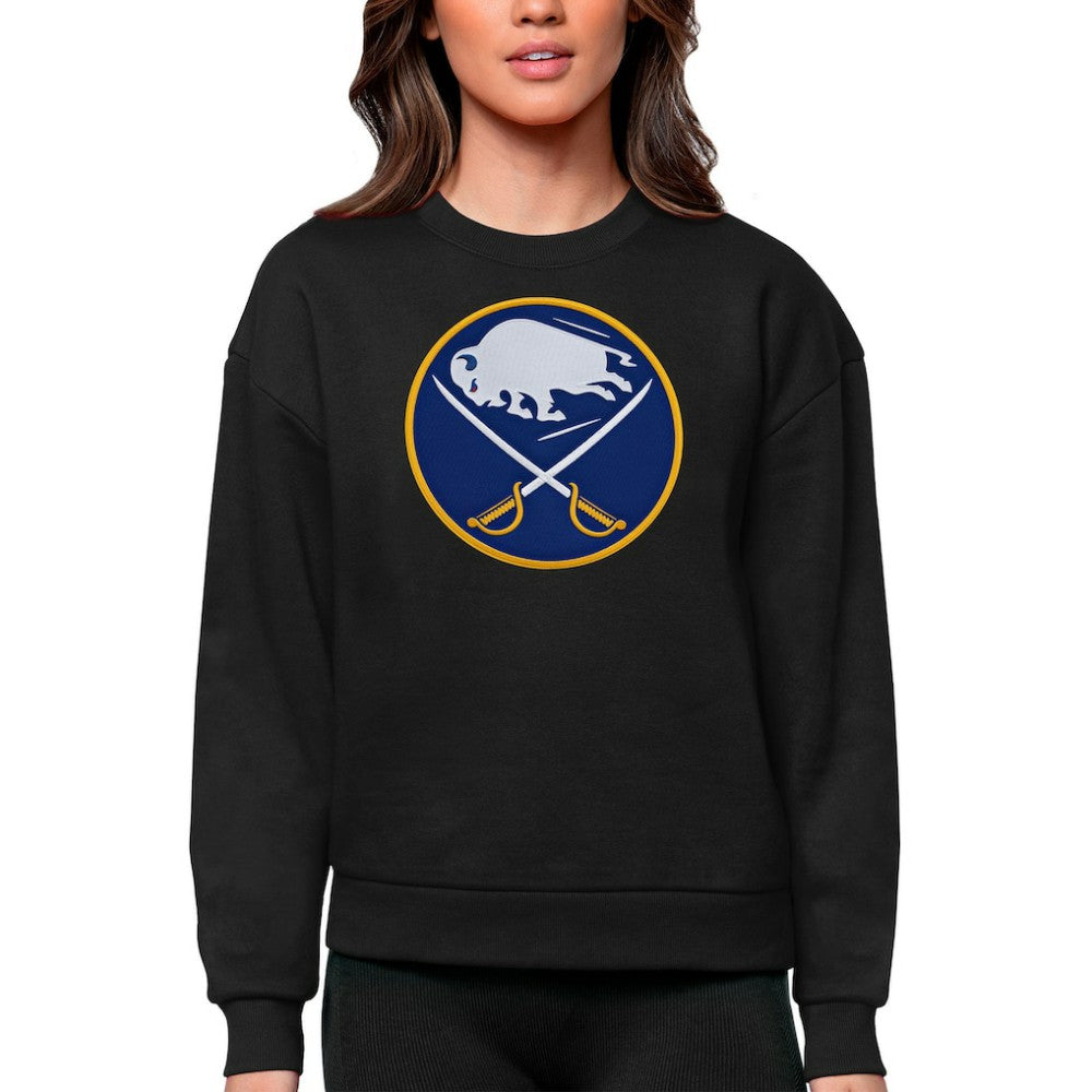NHL Buffalo Sabres Antigua Women's Team Logo Victory Crewneck Pullover Sweatshirt - Black