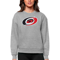 NHL Carolina Hurricanes Antigua Women's Team Logo Victory Crewneck Pullover Sweatshirt - Heather Gray