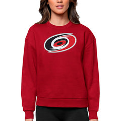 NHL Carolina Hurricanes Antigua Women's Team Logo Victory Crewneck Pullover Sweatshirt - Red