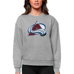 NHL Colorado Avalanche Antigua Women's Team Logo Victory Crewneck Pullover Sweatshirt - Heather Gray