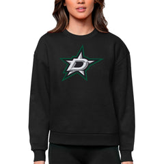 NHL Dallas Stars Antigua Women's Team Logo Victory Crewneck Pullover Sweatshirt - Black