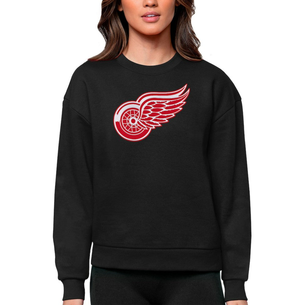 NHL Detroit Red Wings Antigua Women's Team Logo Victory Crewneck Pullover Sweatshirt - Black