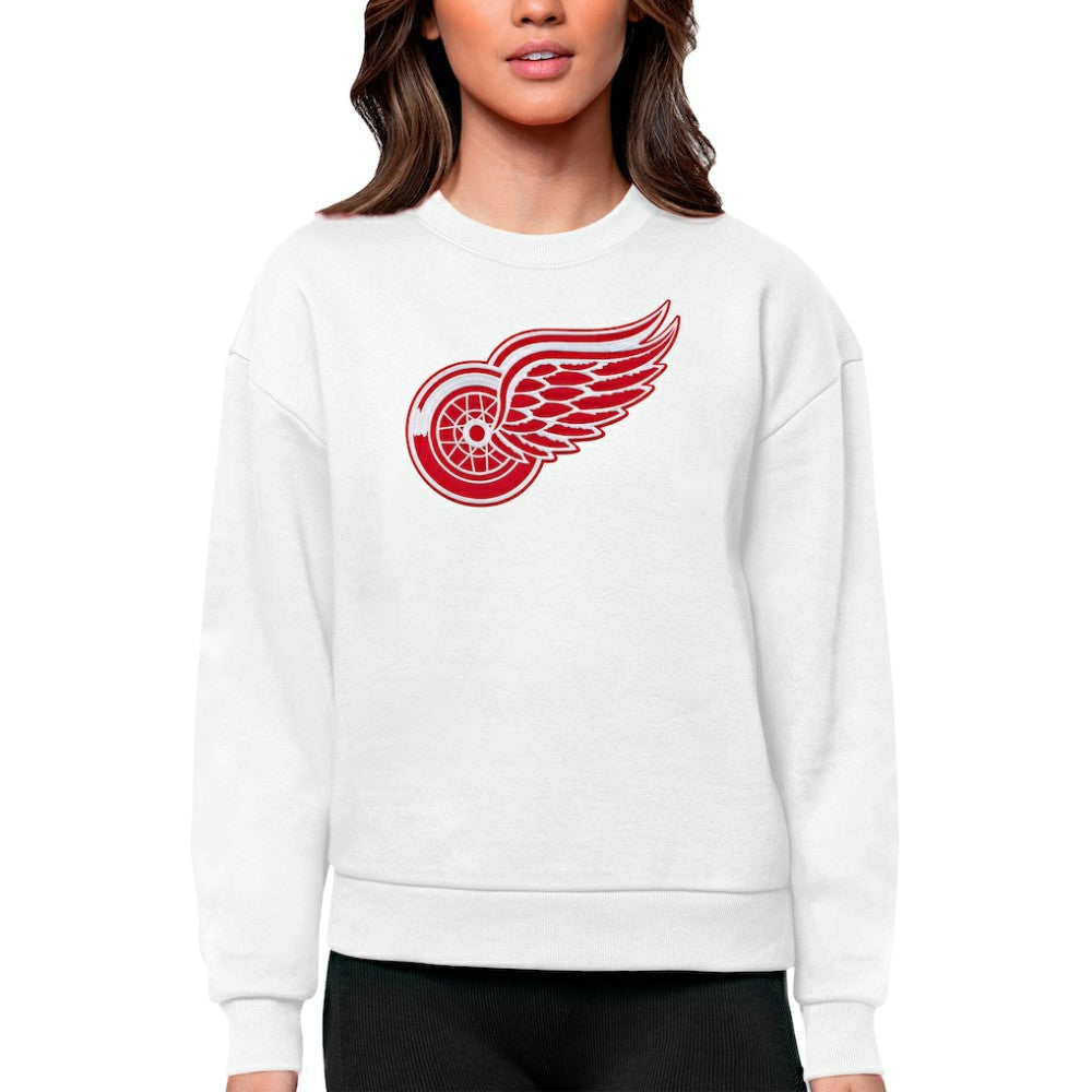 NHL Detroit Red Wings Antigua Women's Team Logo Victory Crewneck Pullover Sweatshirt - White