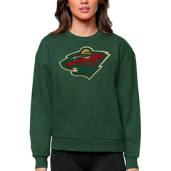 NHL Minnesota Wild Antigua Women's Team Logo Victory Crewneck Pullover Sweatshirt - Green