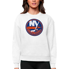 NHL New York Islanders Antigua Women's Team Logo Victory Crewneck Pullover Sweatshirt - White