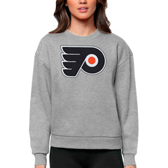NHL Philadelphia Flyers Antigua Women's Team Logo Victory Crewneck Pullover Sweatshirt - Heather Gray