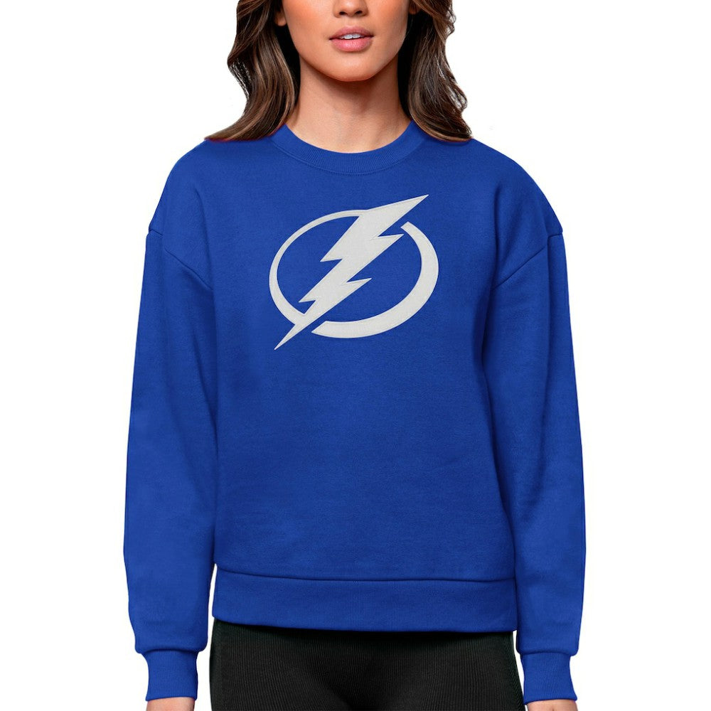 NHL Tampa Bay Lightning Antigua Women's Team Logo Victory Crewneck Pullover Sweatshirt - Royal