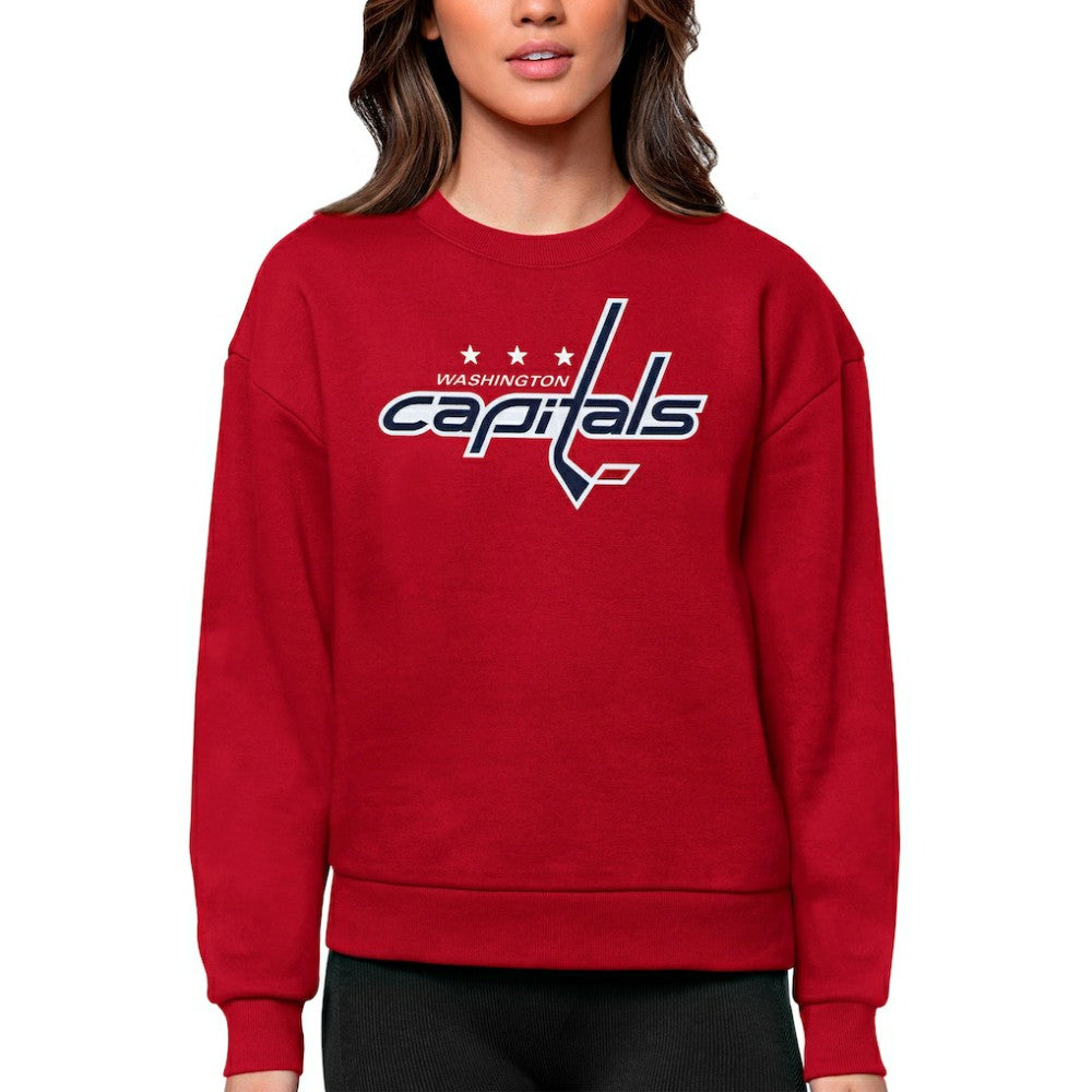 NHL Washington Capitals Antigua Women's Team Logo Victory Crewneck Pullover Sweatshirt - Red
