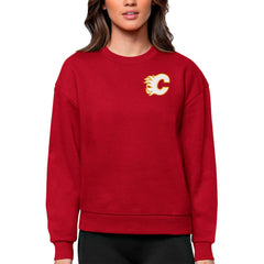 NHL Calgary Flames Antigua Women's Victory Crewneck Pullover Sweatshirt - Red