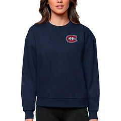 NHL Montreal Canadiens Antigua Women's Victory Crewneck Pullover Sweatshirt - Navy